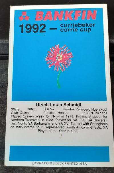 Sports Deck Rugby Card Uli Schmidt