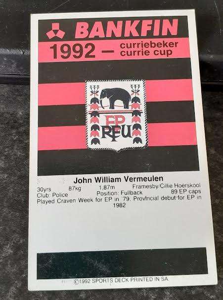 Sports Deck Rugby Card Johnny Vermeulen