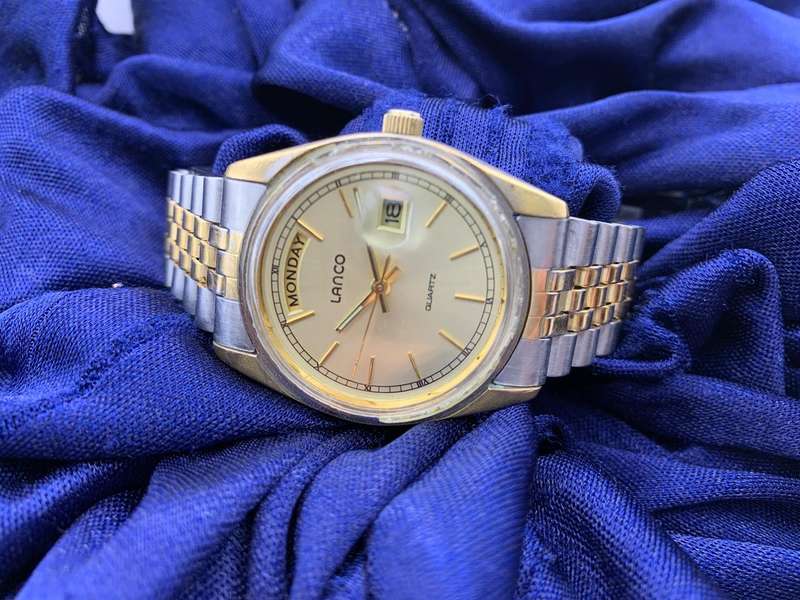 Vintage Men's LANCO Presidential Day-Date Watch [Partially Working- Requires Servicing]