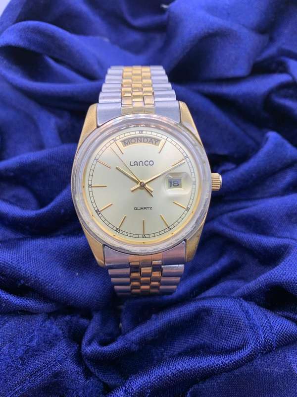Vintage Men's LANCO Presidential Day-Date Watch [Partially Working- Requires Servicing]