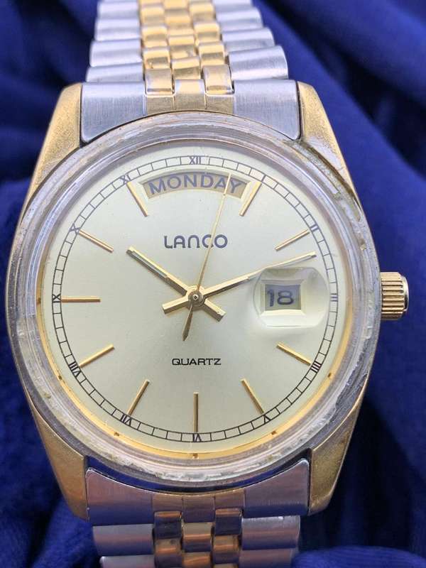 Vintage Men's LANCO Presidential Day-Date Watch [Partially Working- Requires Servicing]