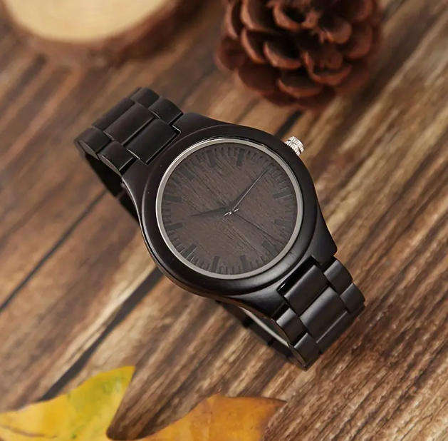 Mens Coffee - Stained Vintage Wood Watch with Gift Box