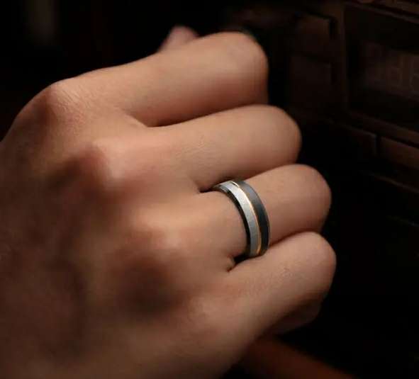Titanium Three-Tone Men's Ring Size Y