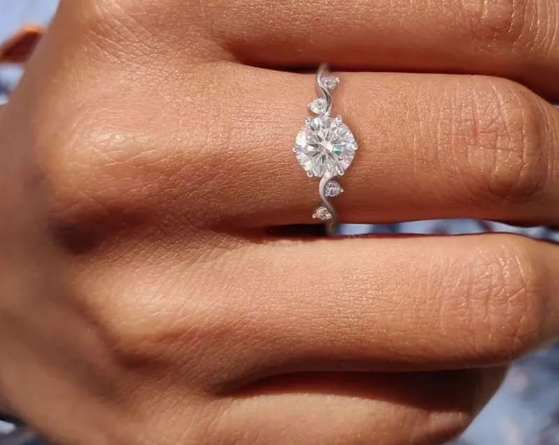 Genuine Moissanite Sterling Silver Ring Size R