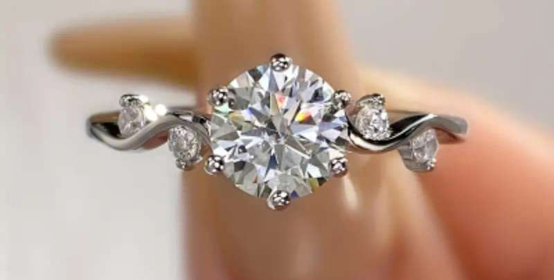 Genuine Moissanite Sterling Silver Ring Size R