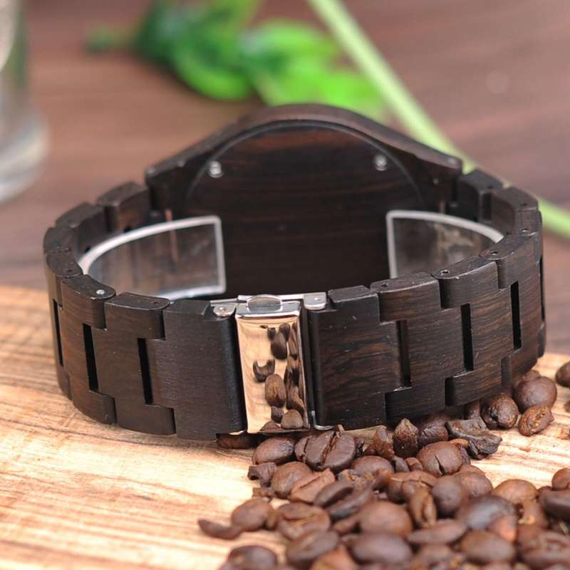 Mens Coffee - Stained Vintage Wood Watch with Gift Box