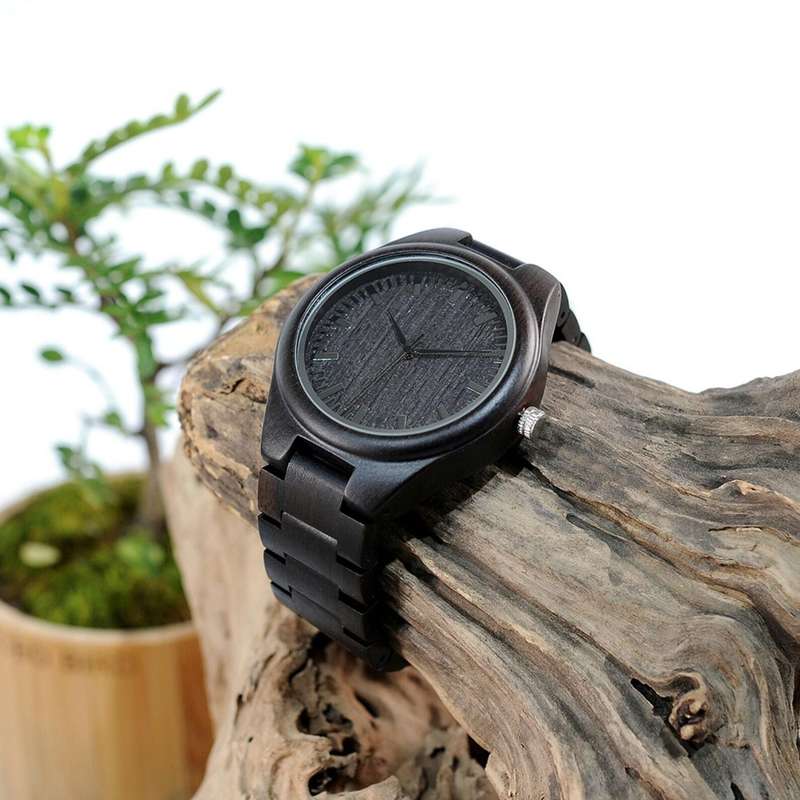 Mens Coffee - Stained Vintage Wood Watch with Gift Box
