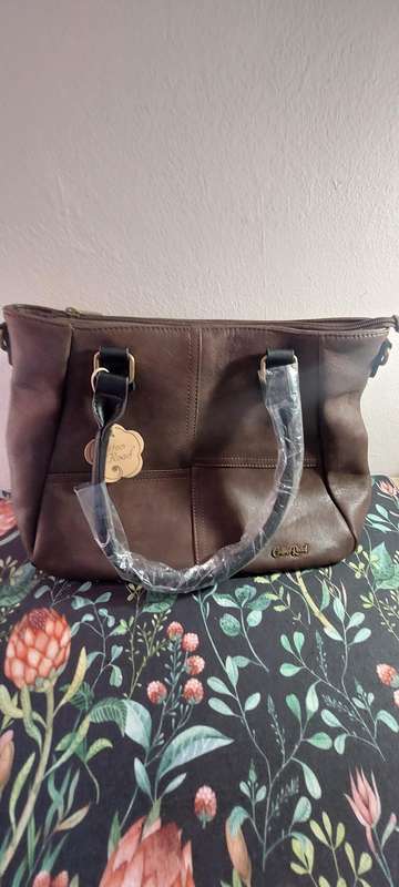 COTTON ROAD PU LEATHER BROWN HANDBAG - coffee