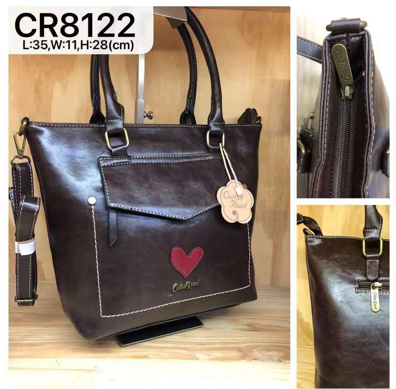 COTTON ROAD PU LEATHER BROWN HANDBAG