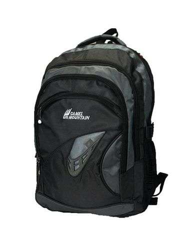 Camel Mountain Laptop Backpack - Black & Grey