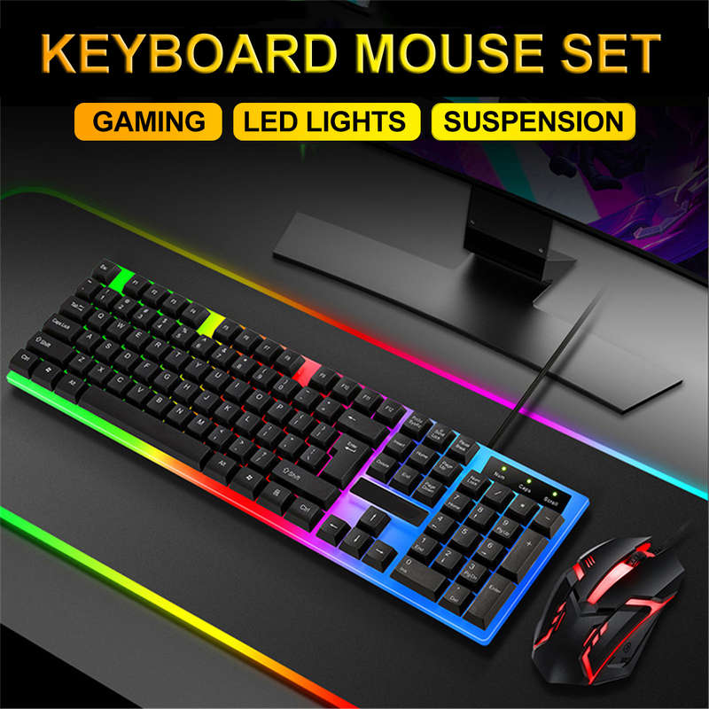 T-Wolf Rainbow Backlit Gaming Keyboard and Mouse Set - TF230