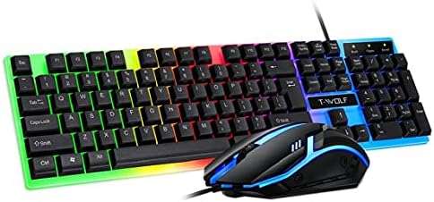 T-Wolf Rainbow Backlit Gaming Keyboard and Mouse Set - TF230