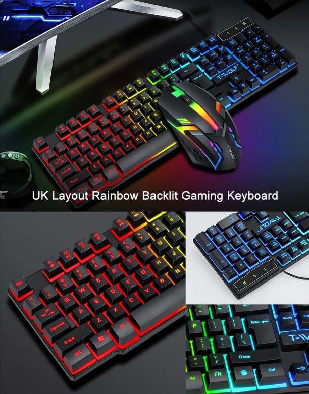 T-WOLF TF800 4 IN 1 Gaming Combo With RGB ( Wired Keyboard + Mouse + Mouse Pad + Stereo Headphones)