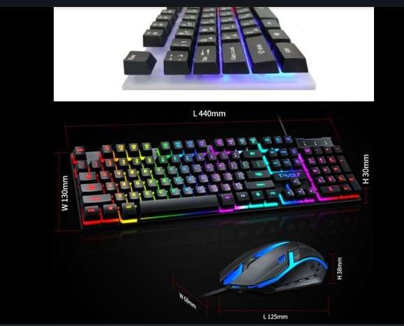 T-Wolf Rainbow Backlit Gaming Keyboard and Mouse Set - TF230