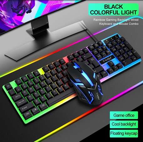 T-Wolf Rainbow Backlit Gaming Keyboard and Mouse Set - TF230