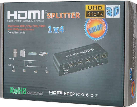 4K HDMI 4-Port Splitter Hdmi Hub 4 Port 1x4 1 Input 4 O