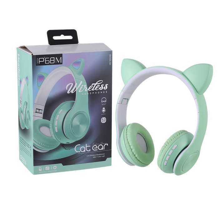 P68M New Arrival Cat Ear LED Flashing V5.0+EDR Bluetooth Headset Earphone with Working Time 4-5 Hour