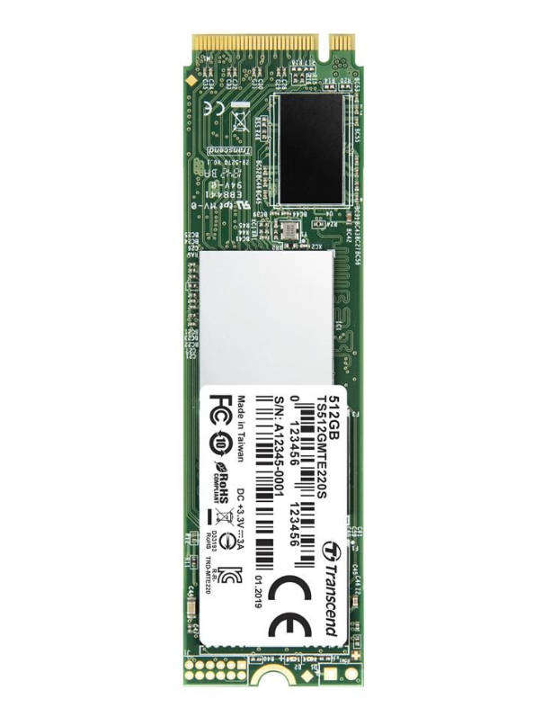 Transcend 512GB MTE220S PCI-E Gen 3x4 NVMe M.2 SSD - 3500 MB/s Read, 2500 MB/s Write