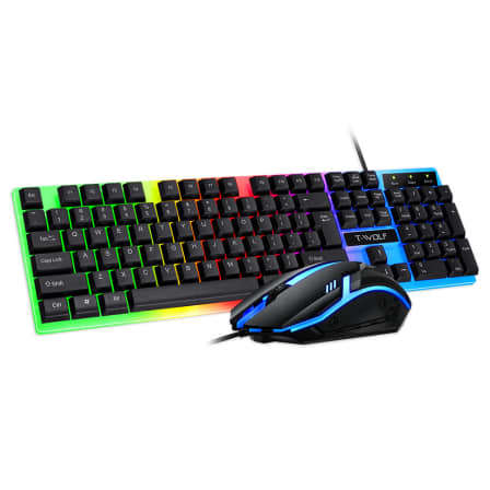 T-Wolf Rainbow Backlit Gaming Keyboard and Mouse Set - TF230