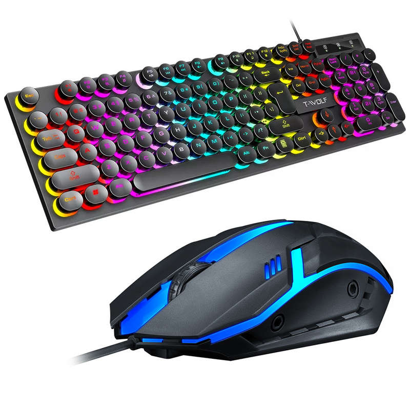 T-WOLF TF270 Colourful Backlit Keyboard and Mouse Combo