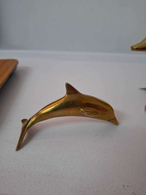 Brass dolphin set of 2