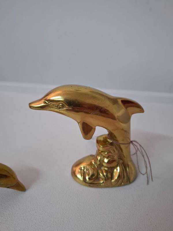 Brass dolphin set of 2