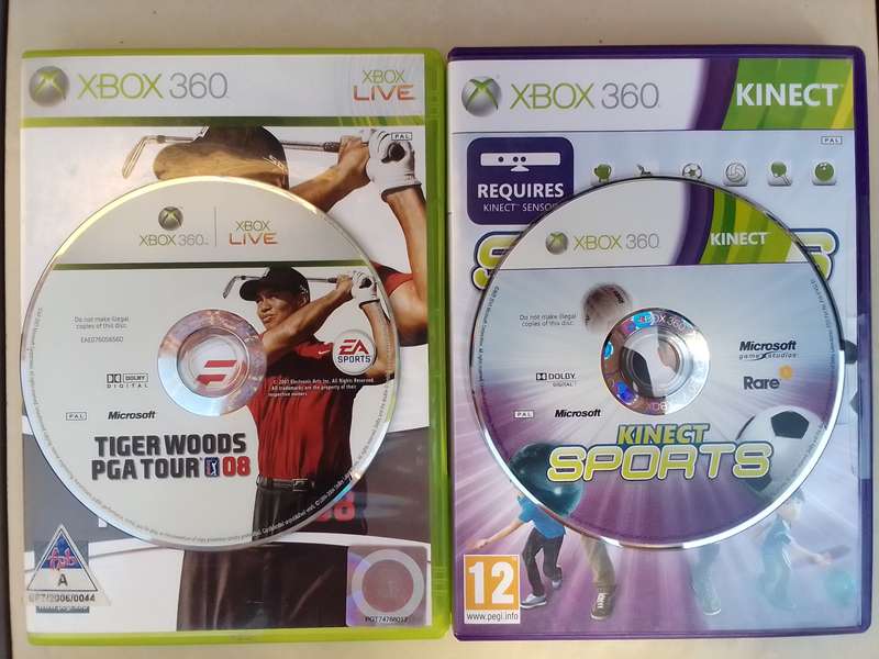 XBOX 360 Video Game Bundle ("Tiger Woods PGA Tour 08", "Kinect Sports")