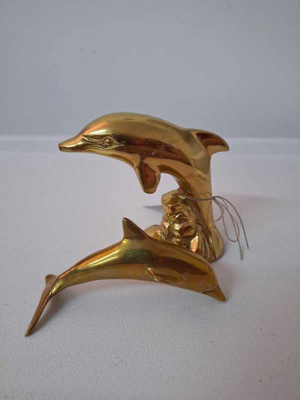Brass dolphin set of 2