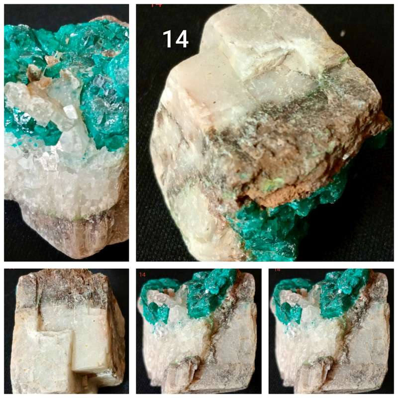 Dioptase on Quartz Calcite - Tsumeb