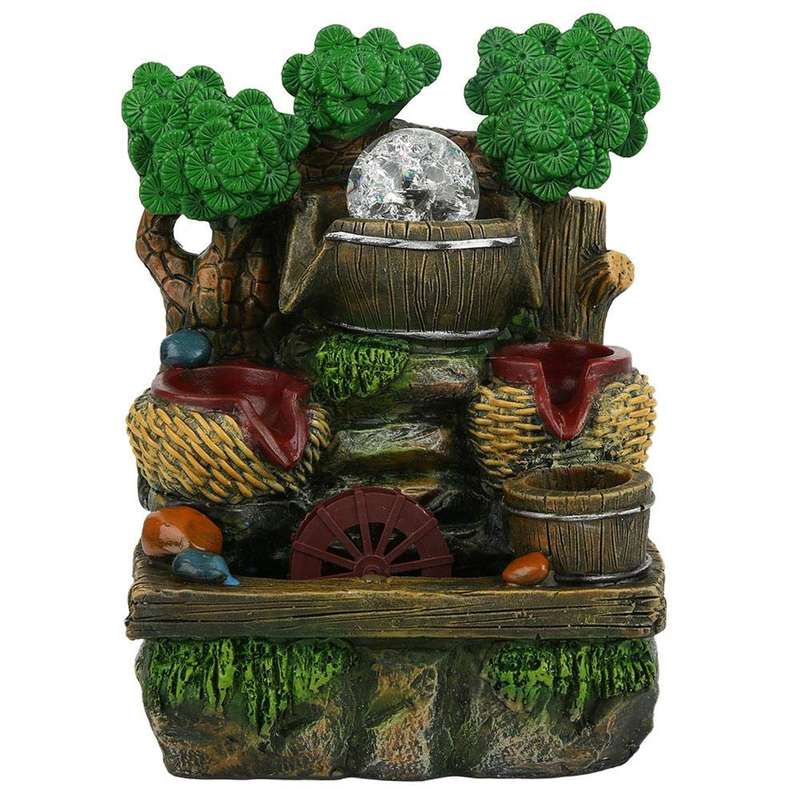 Indoor Fountain, Rockery Flowing Water Decoration Unique Resin Fountain Desktop Water Fountain Deskt