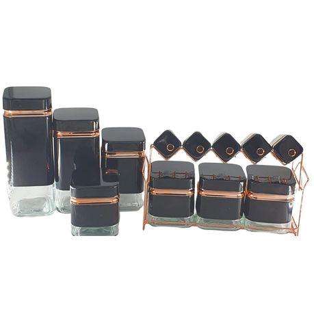 7-Piece Canister and Spice Set Combo black,grey,red and white