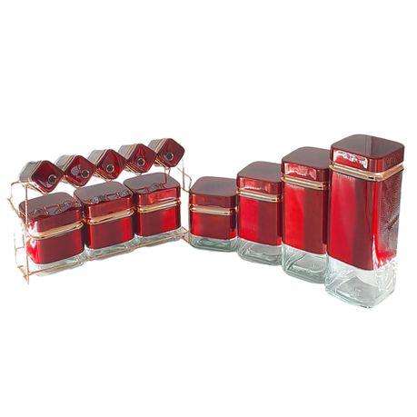 7-Piece Canister and Spice Set Combo black,grey,red and white