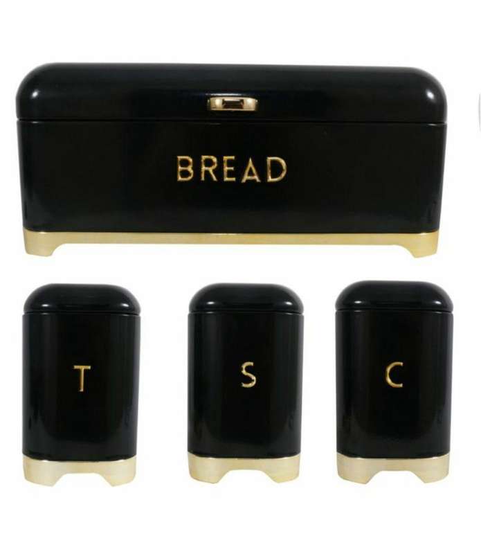 Bread Bin & Canister Set 4 Piece Retro