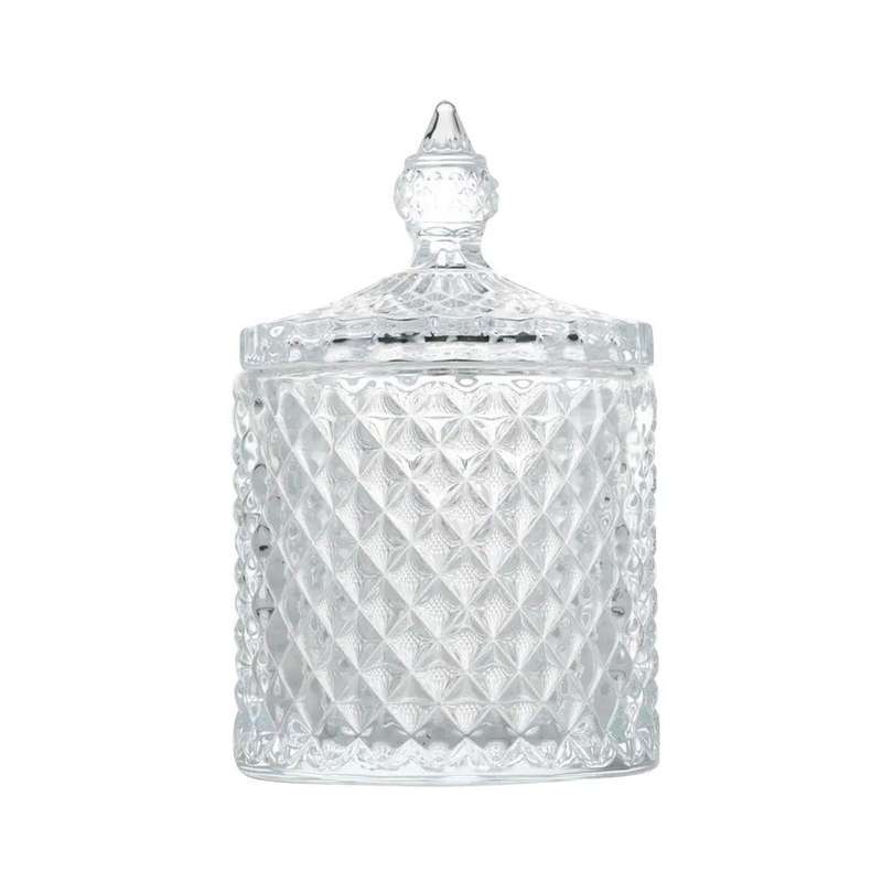 Mini Decorative Crystal Glass Candy Jar With Lid - Transparent