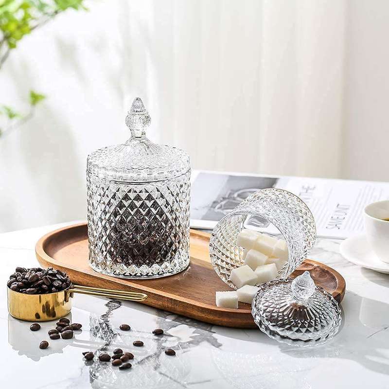 Mini Decorative Crystal Glass Candy Jar With Lid - Transparent