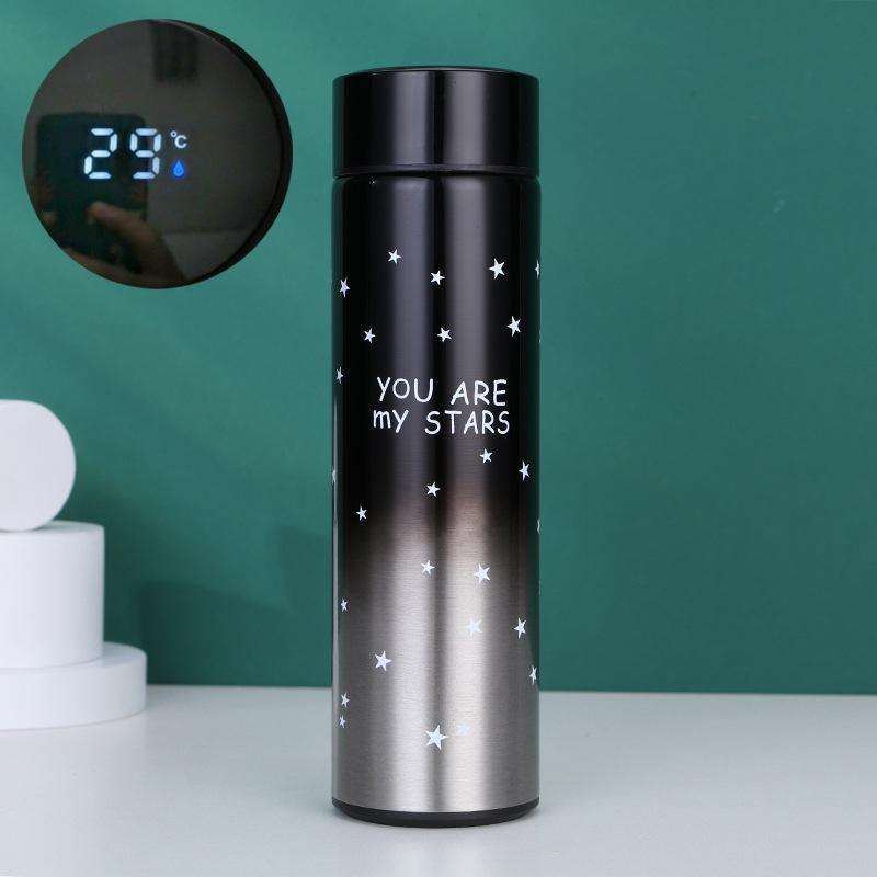Smart Temperature Display Stainless Steel Thermos Flask - Stars