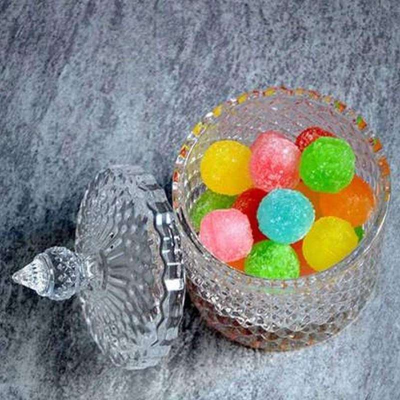 Mini Decorative Crystal Glass Candy Jar With Lid - Transparent