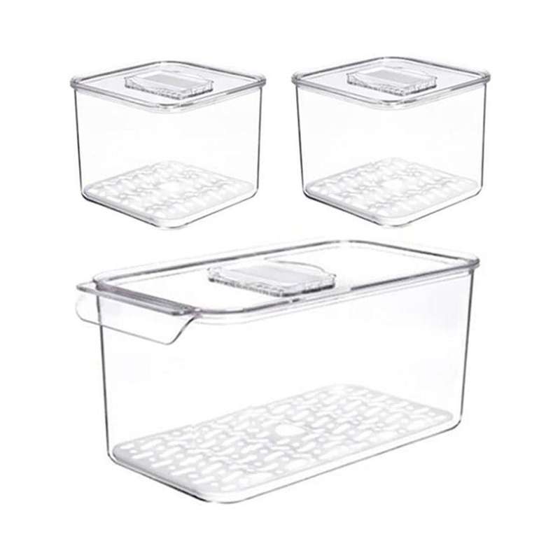 Set of 3 Stackable Freezer Fruit Vegetables storages