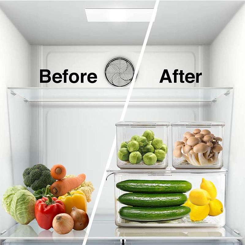 Set of 3 Stackable Freezer Fruit Vegetables storage
