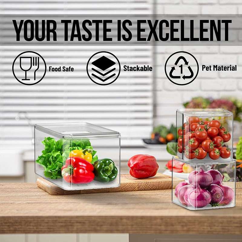Set of 3 Stackable Freezer Fruit Vegetables storage