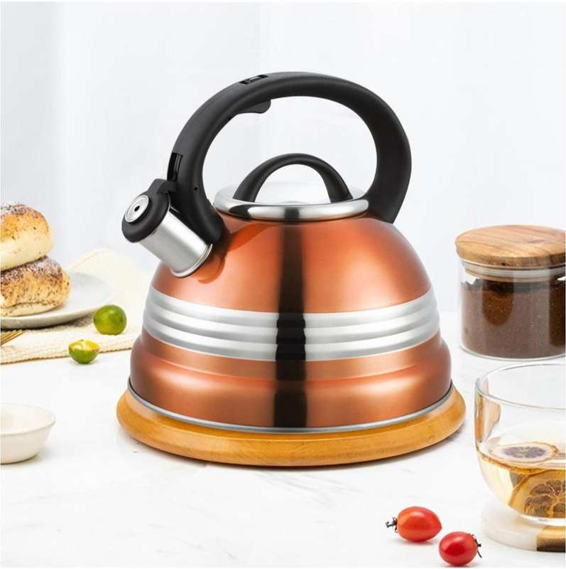 Stove Top Whistling Kettle - 3L (copper and red)