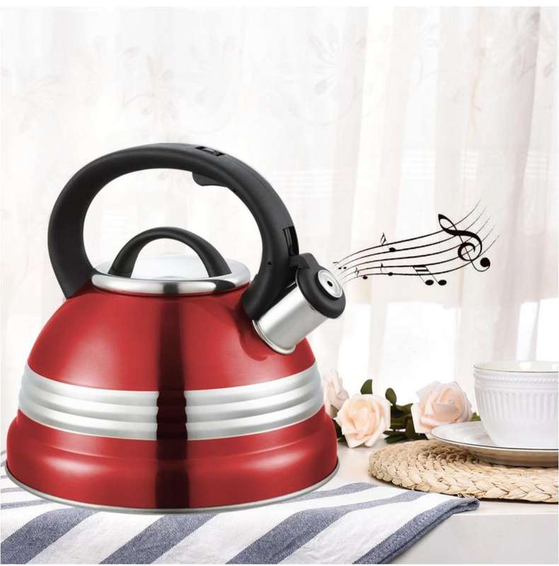 Stove Top Whistling Kettle - 3L (copper and red)