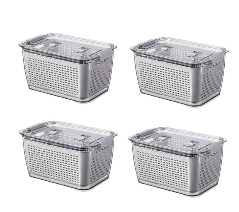 Set of 4 Acrylic Fridge Food Storage Container