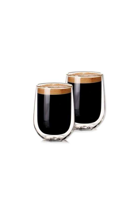 2 Piece 450ml Double Wall Glass Coffee Mug