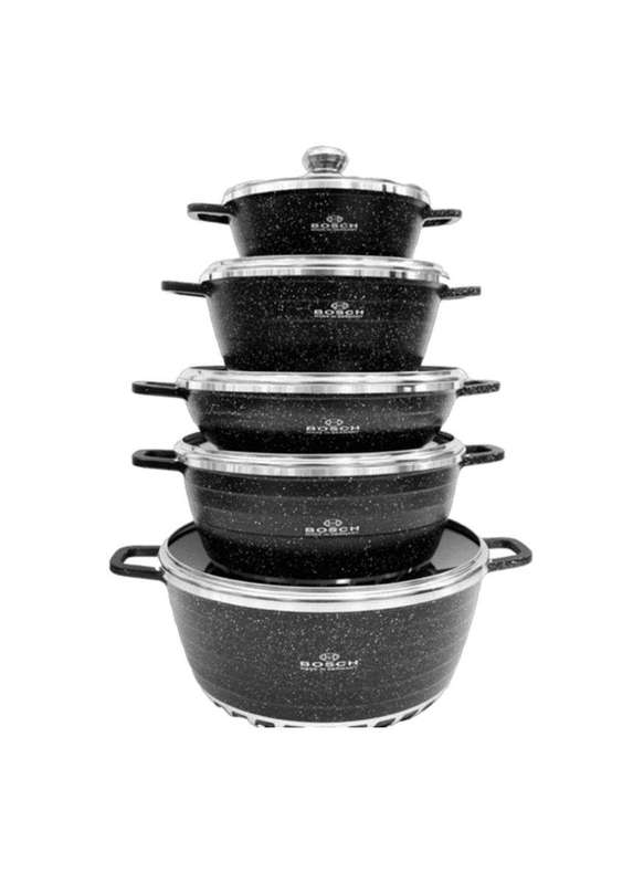 10 Piece Non-Stick Pot Set - Black