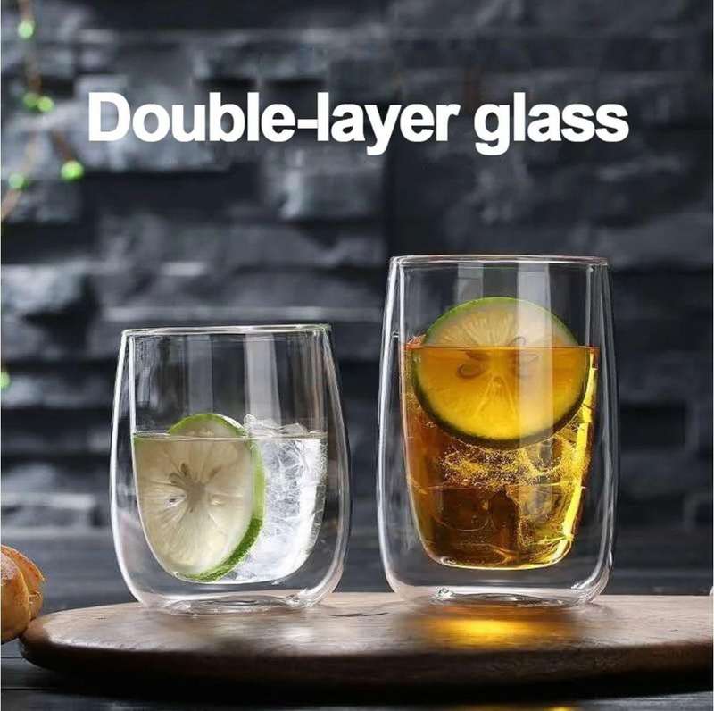 2 Piece 450ml Double Wall Glass Coffee Mug