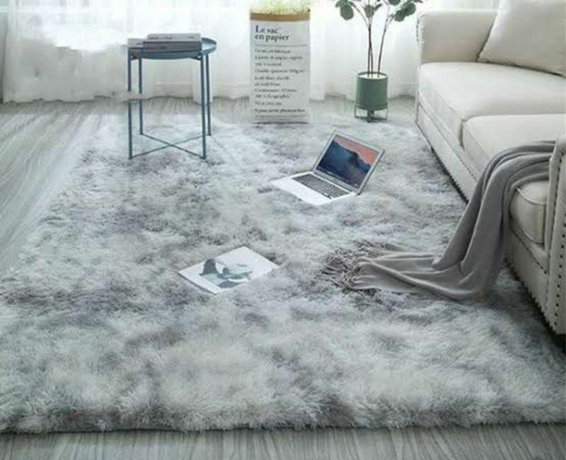 Large Premium Fluffy Carpet/Rug - 200 x 150 cm - Silver