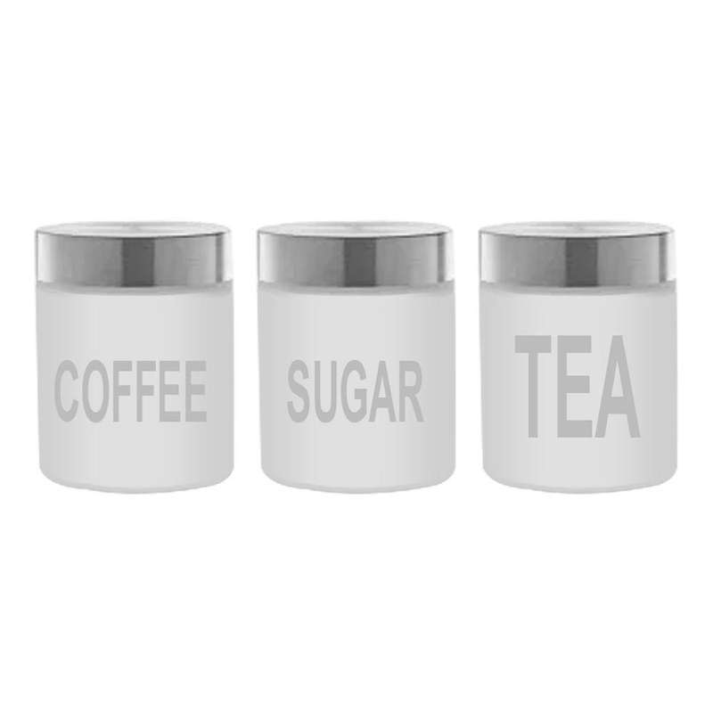 3 Piece Frosted Glass Canister Set