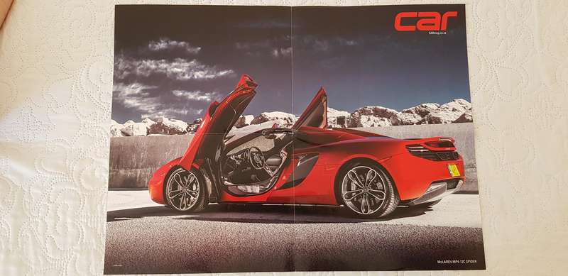 EIGHT LARGE MOTORCAR POSTERS OF POPULAR SPORTS CARS OF RECENT YEARS.
