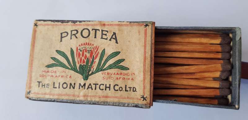 VINTAGE PROTEA MATCHES IN THE BIG WOODEN BOX - FULL BOX.